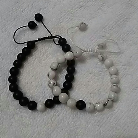 Natural stone adjustable couples yin yang bracelet - Picture 5 of 5